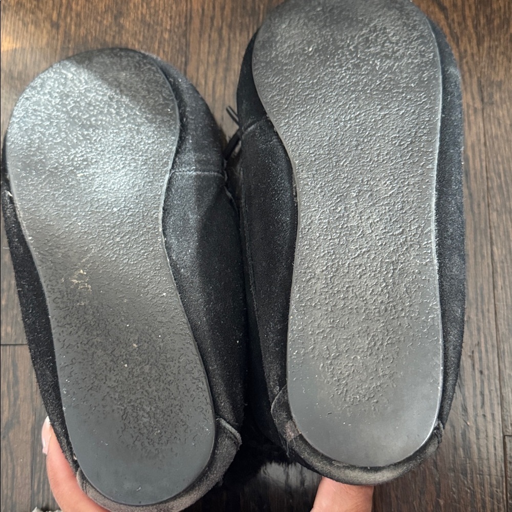 Bongo Women’s Black Suede Moccasin Faux fur lined Slippers size 8 - Picture 6 of 6
